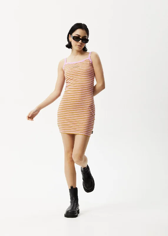 AFENDS Womens Jain Taylor - Mini Dress - Candy Stripe Comfortable One-Shoulder Mini Dress