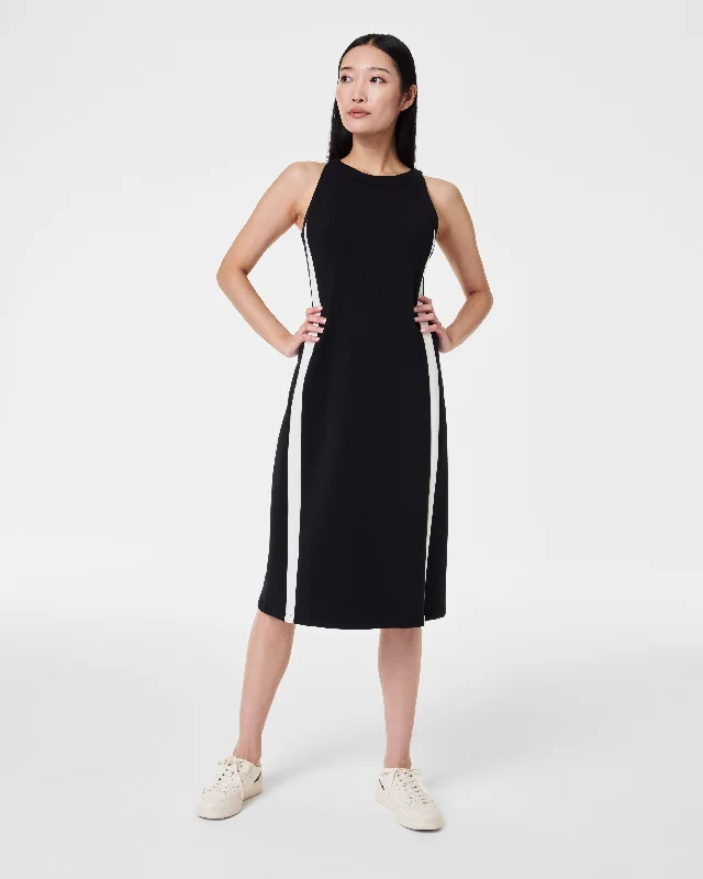 AirEssentials Side Stripe Tank Midi Dress Elegant Satin Slip Midi Dress