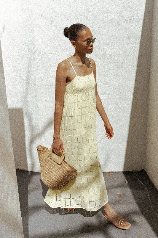 Alyah Maxi Dress - Butter Yellow Cozy Maxi Dress with Slit