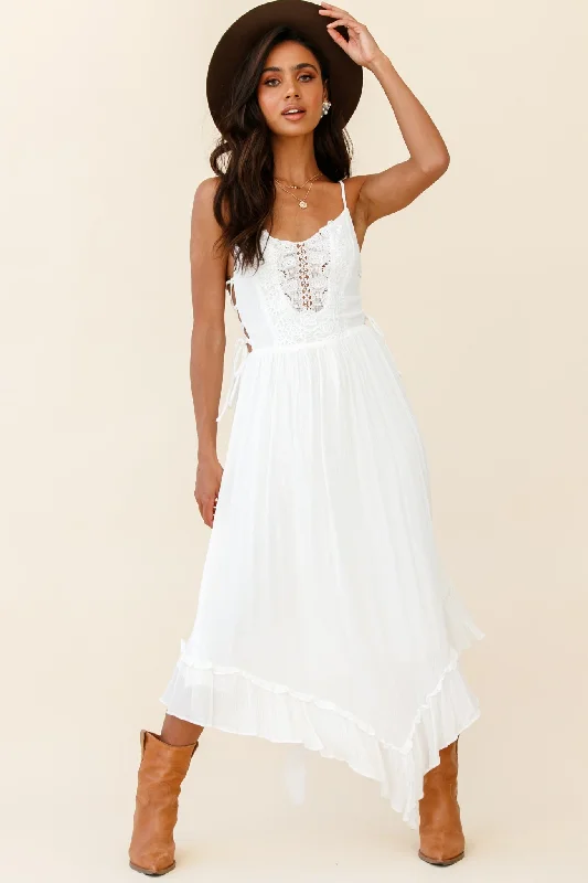 Angel Lace-up Maxi Dress White Fashionable Chiffon Maxi Dress