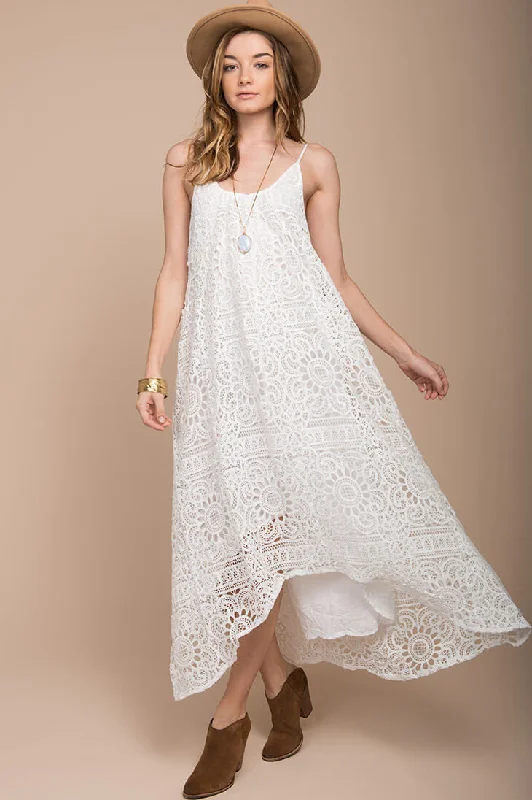 Aroura Crochet Maxi Dress White Elegant Velvet Maxi Dress