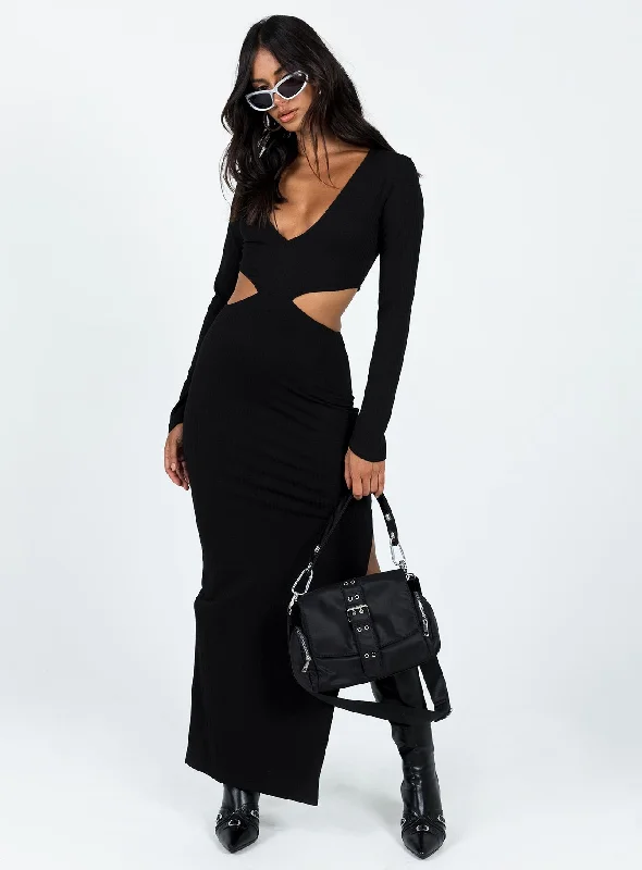 Ayda Maxi Dress Black Comfortable Casual Maxi Dress