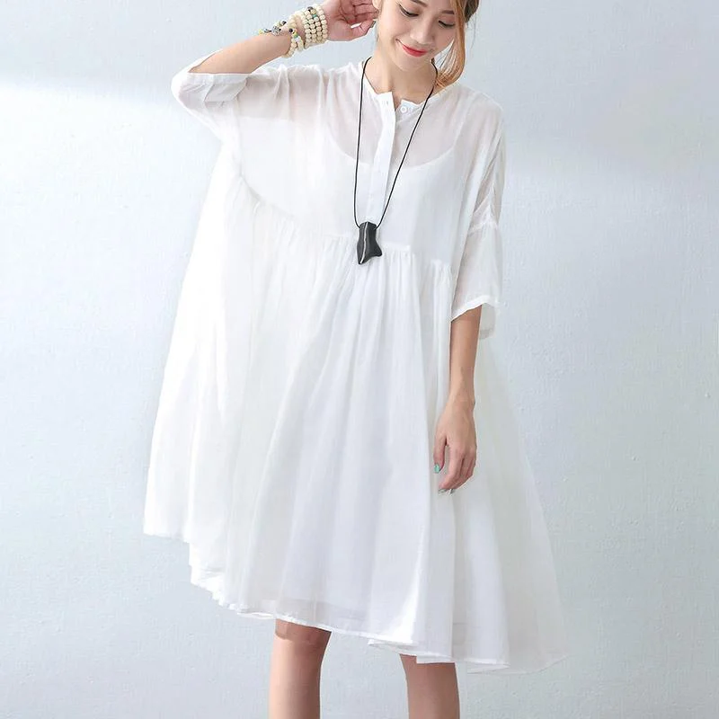 Baggy White Cotton Dress Oversize High Waist Caftans Women Two Pieces Maxi Dresses Stylish Boho Maxi Dress