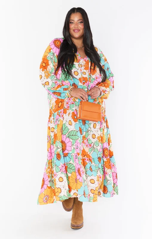 Birdie Maxi Dress ~ Flower Market Trendy Printed Maxi Dress