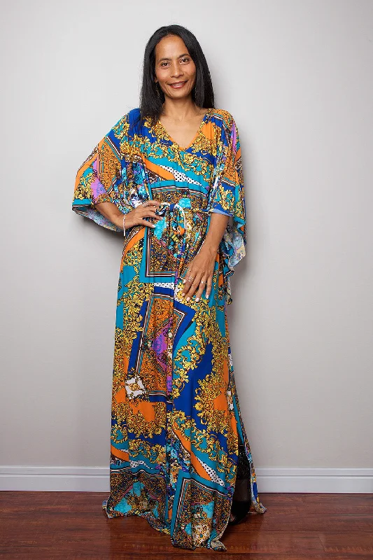 Boho Dress - Kaftan Kimono Dress - Maxi Dress : Funky Elegant Collection No.4 Stylish Off-Shoulder Maxi Dress