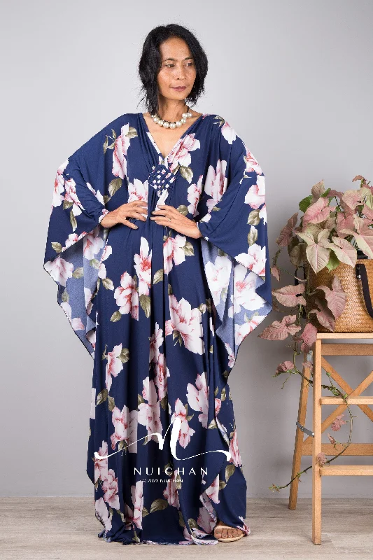 Boho Kaftan Frock Dress, Halston style maxi dress, Resort kaftan dress Comfortable Bohemian Maxi Dress