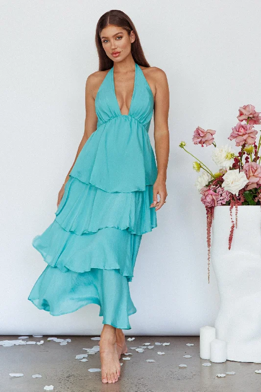 Catalina Tiered Ruffle Maxi Dress Mint Elegant Wraparound Maxi Dress