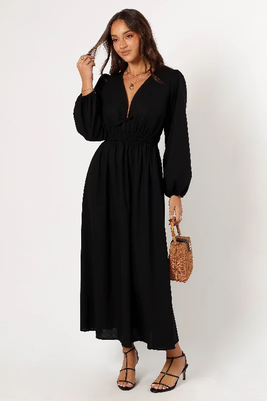 Cece Long Sleeve Maxi Dress - Black Fashionable Layered Maxi Dress