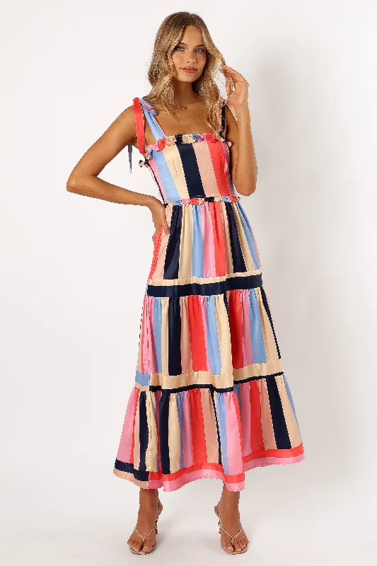 Cobella Maxi Dress - Multicoloured Chic Button-Up Maxi Dress