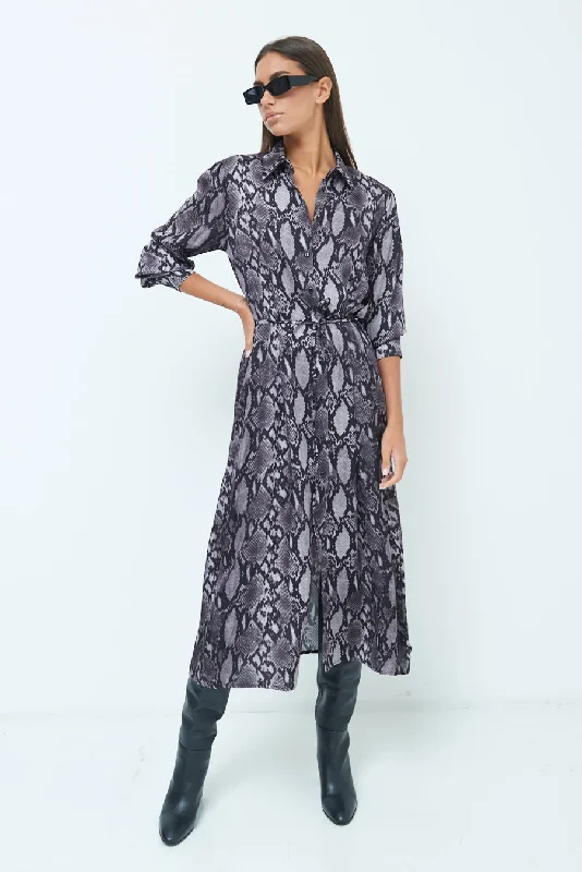 Exotic snake print midi dress wholesale Fashionable Plaid Midi Dress