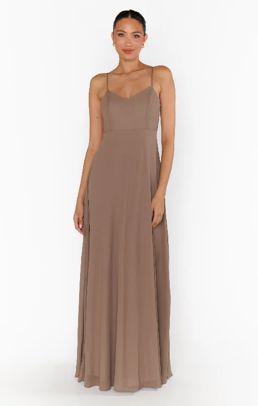 Faith Maxi Dress ~ Dune Chiffon Comfortable Fit-and-Flare Maxi Dress