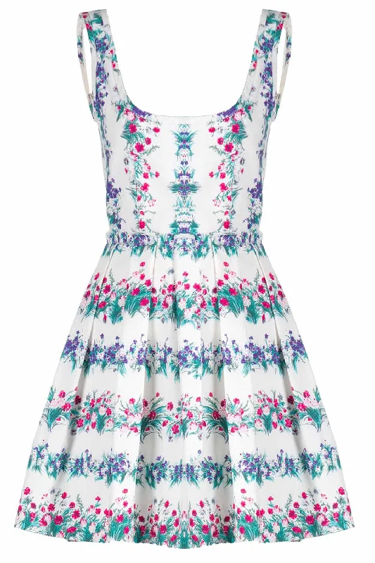 Floral Printed Mini Dress Fashionable Denim Mini Dress