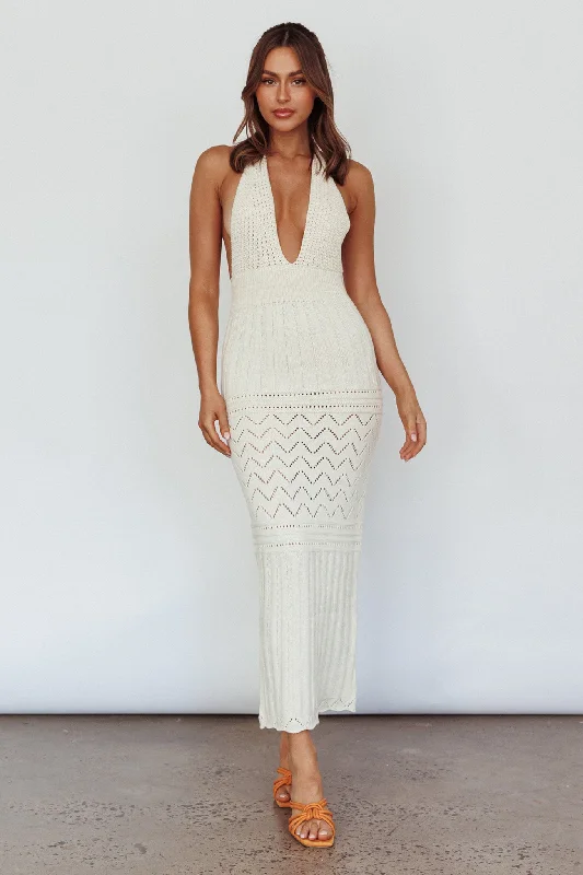 Higher Love Knit Midi Dress Vanilla Chic Bohemian Midi Dress