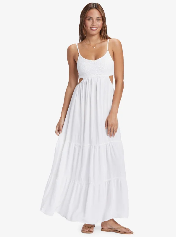 Hot Tropics Maxi Dress - Snow White Fashionable Maxi Dress with Fringe