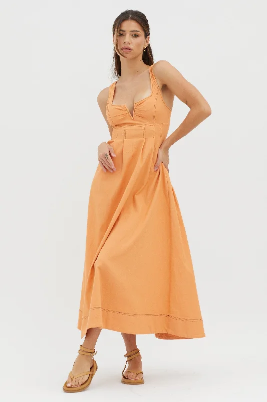 Isadore V-Bust Midi Dress Mango Fashionable Pleated Midi Dress