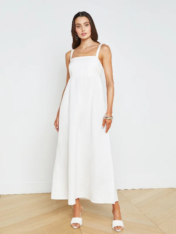 Jessamy Linen-Blend Maxi Dress Elegant Pleated Maxi Dress