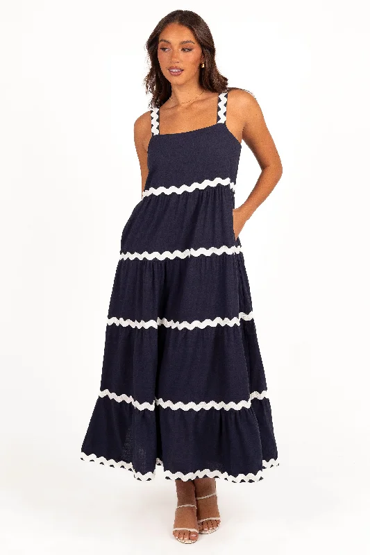 Louisa Maxi Dress - Navy Trendy Maxi Dress with Bow