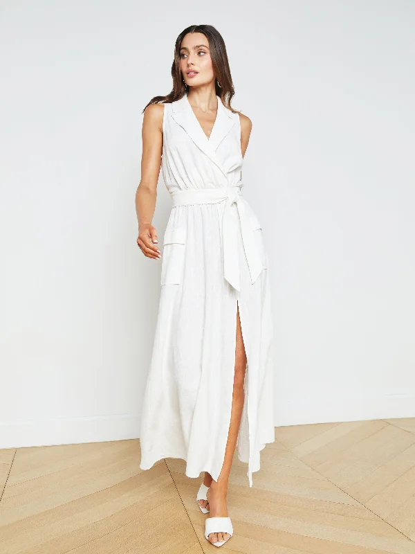 Mayer Linen-Blend Maxi Dress Elegant Tiered Maxi Dress