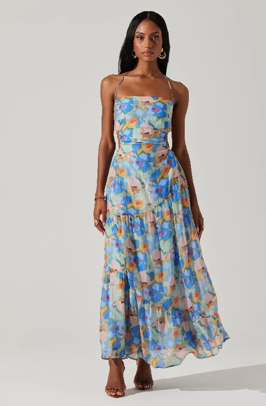 Miaka Floral Maxi Dress Cozy Knitted Maxi Dress