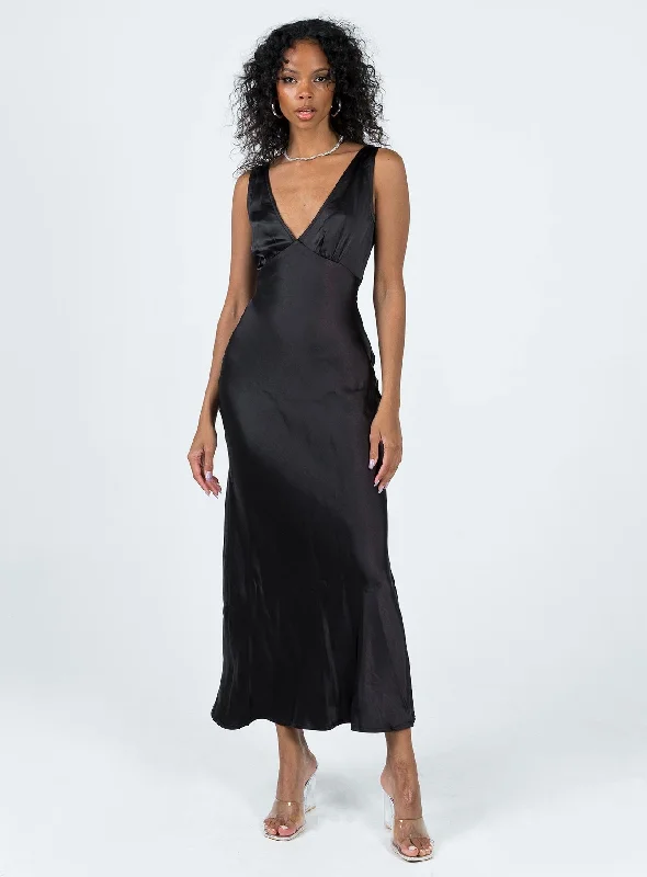 Nellie Maxi Dress Black Trendy Maxi Dress with Lace