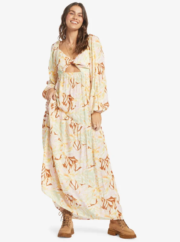 On Holiday Maxi Dress - Quiet Green Coast 2 Coast Comfortable Maxi Dress with Belt