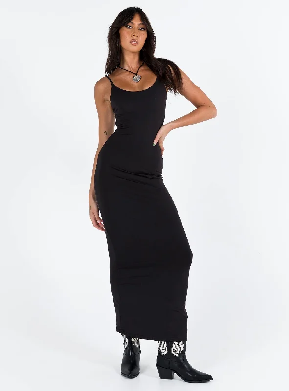 Riana Maxi Dress Black Trendy Maxi Dress with Bow