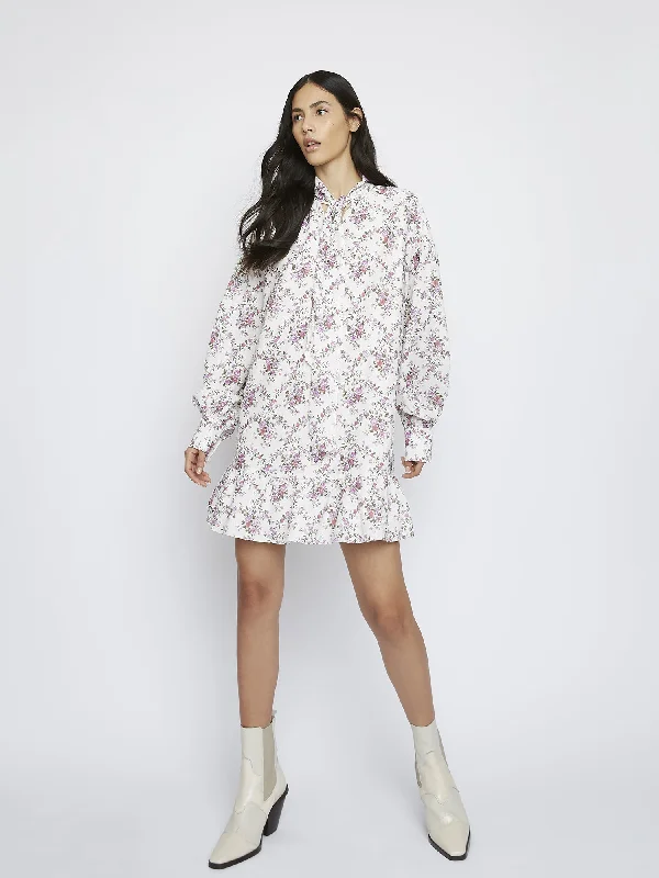 Romantic Floral Mini Dress Comfortable Linen Mini Dress