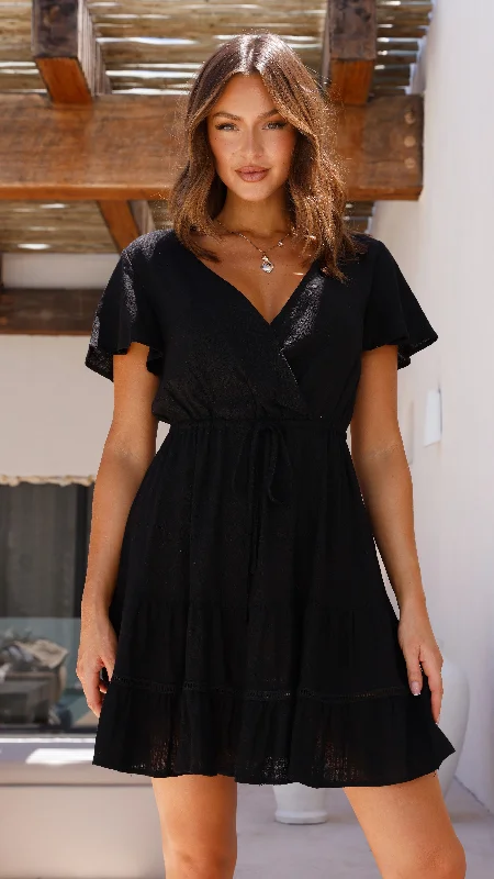 Sadelle Mini Dress - Black Modern Satin Mini Dress