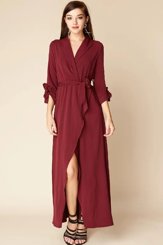 Sophia Romantic Maxi Dress Berry Comfortable Fit-and-Flare Maxi Dress