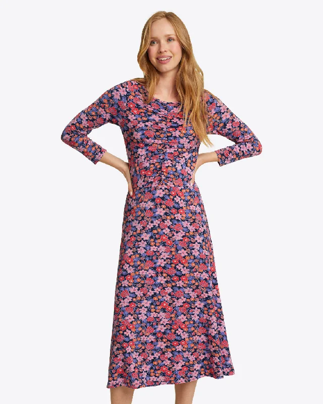 Tae Midi Dress in Abstract Dahlia Comfortable Empire Waist Midi Dress