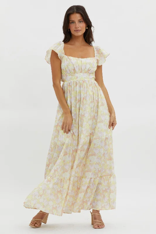 Touch The Sky Tied Back Maxi Dress Lemonade Chic Off-Shoulder Maxi Dress