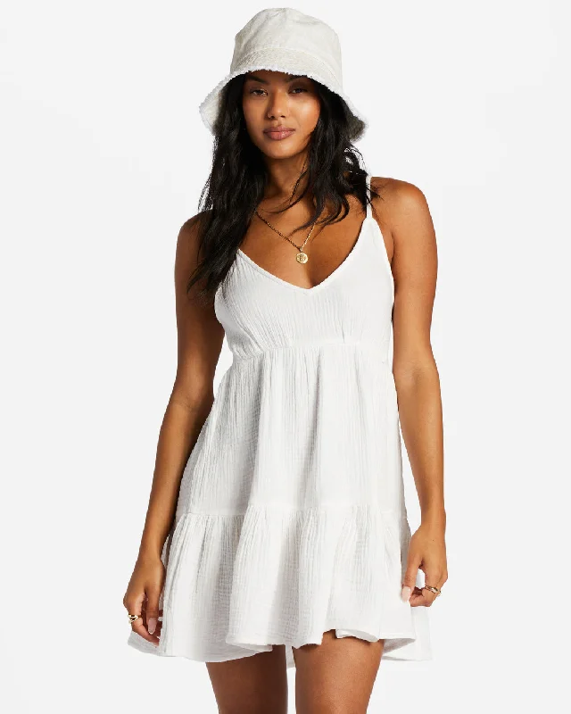 Wave After Wave Mini Dress - Salt Crystal Cozy Cowl Neck Mini Dress