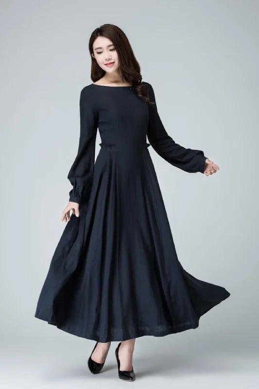 Long sleeve swing maxi dress in Blue 1465 Stylish Long Sleeve Maxi Dress