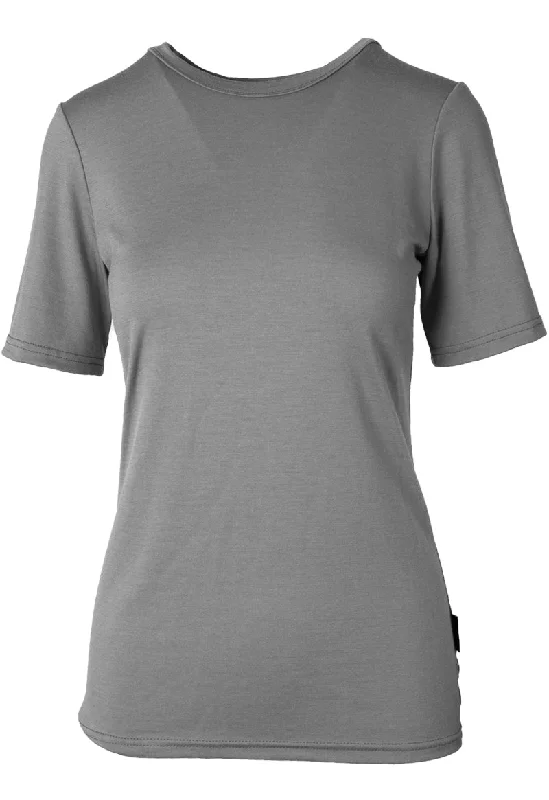 185 Women's Merino Short Sleeve T-Shirt Day By Day - Grey Spandex Blend Rayon Blend Denim Blend