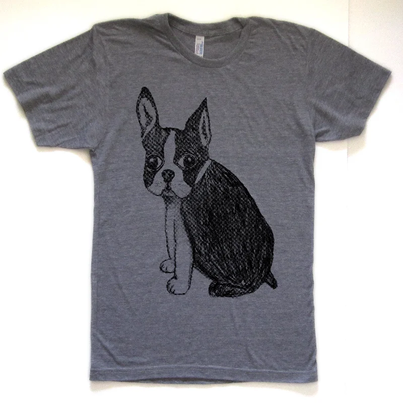 Boston Terrier : unisex tri-blend tee Welt Pockets Slit Pockets Flap Pockets