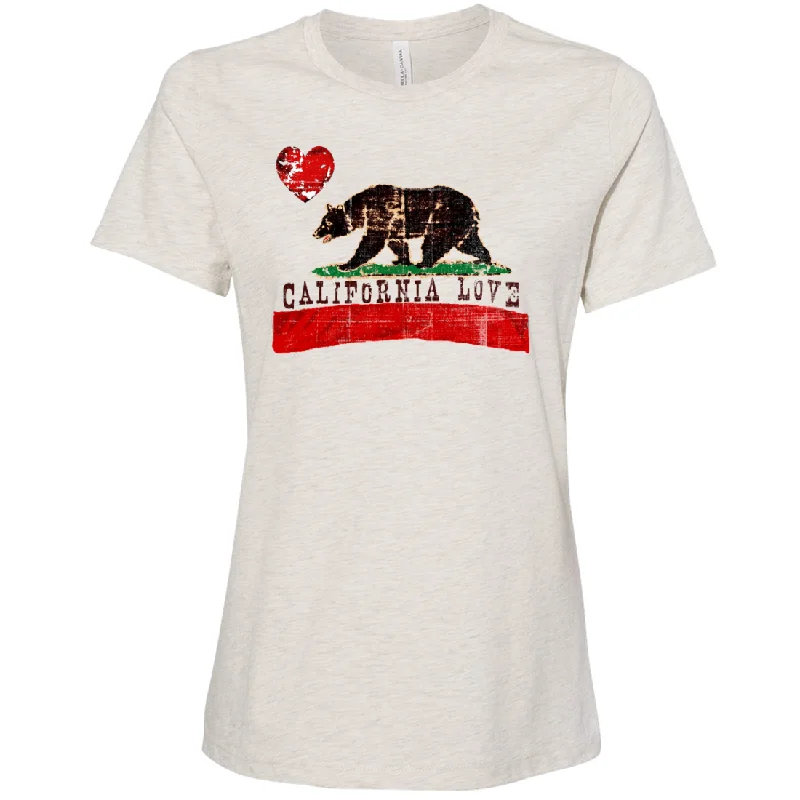 California Love Distressed Women's Relaxed Jersey Tee Chenille Blend Fleece Blend Nylon Blend