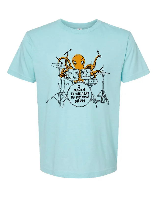 Drum : Unisex Tee (Heather Ice Blue) Layered Multi-layer Single Layer