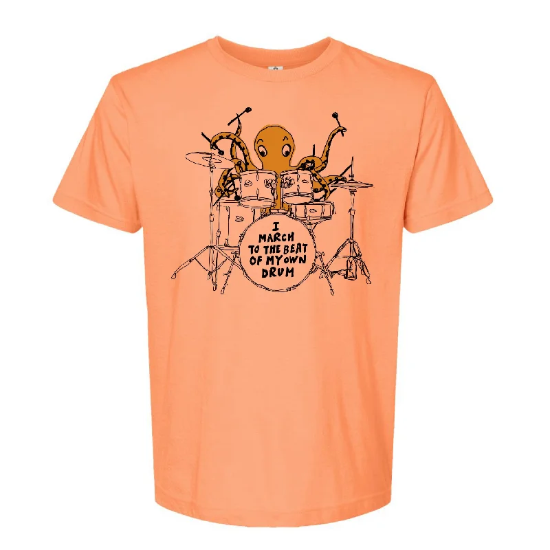 Drum : Unisex Tee (Heather Cantaloupe) Plaid T-Shirt Polka Dot Checkered