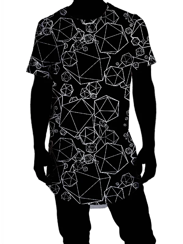 Icosahedron Madness Black Drop Cut T-Shirt Houndstooth Herringbone Solid