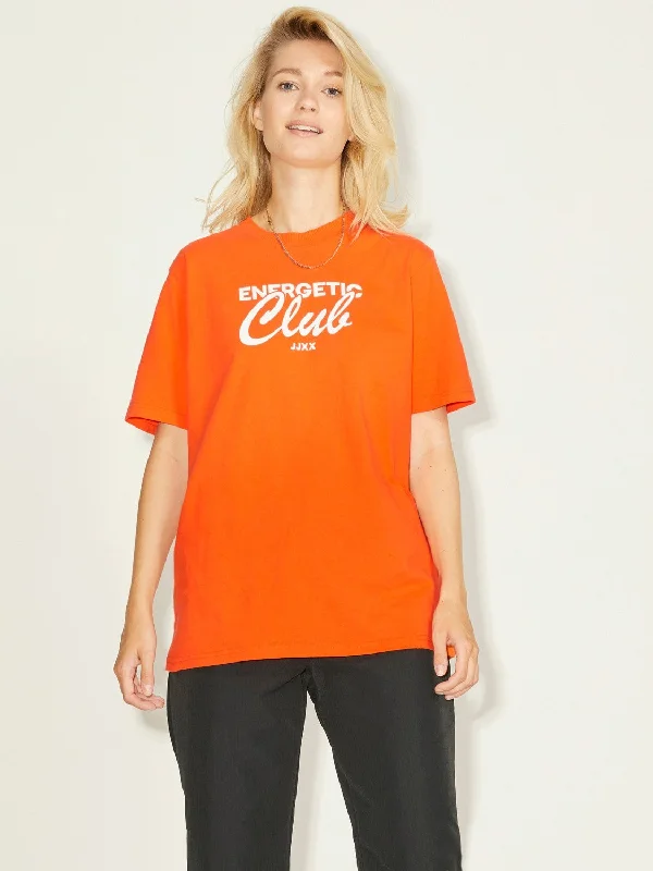 JJXX BEA Tee -TOMATO Print Jacquard Patchwork