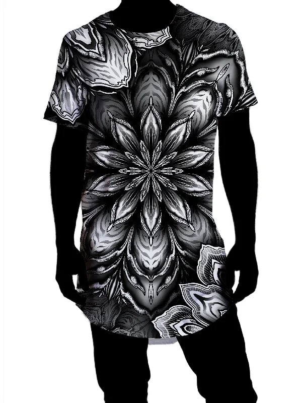 Mandalas Drop Cut T-Shirt Hooded Caped Shawl Collar