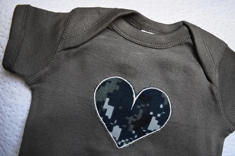 Military Navy Camo Heart T-shirt Polka Dot Checkered Tartan