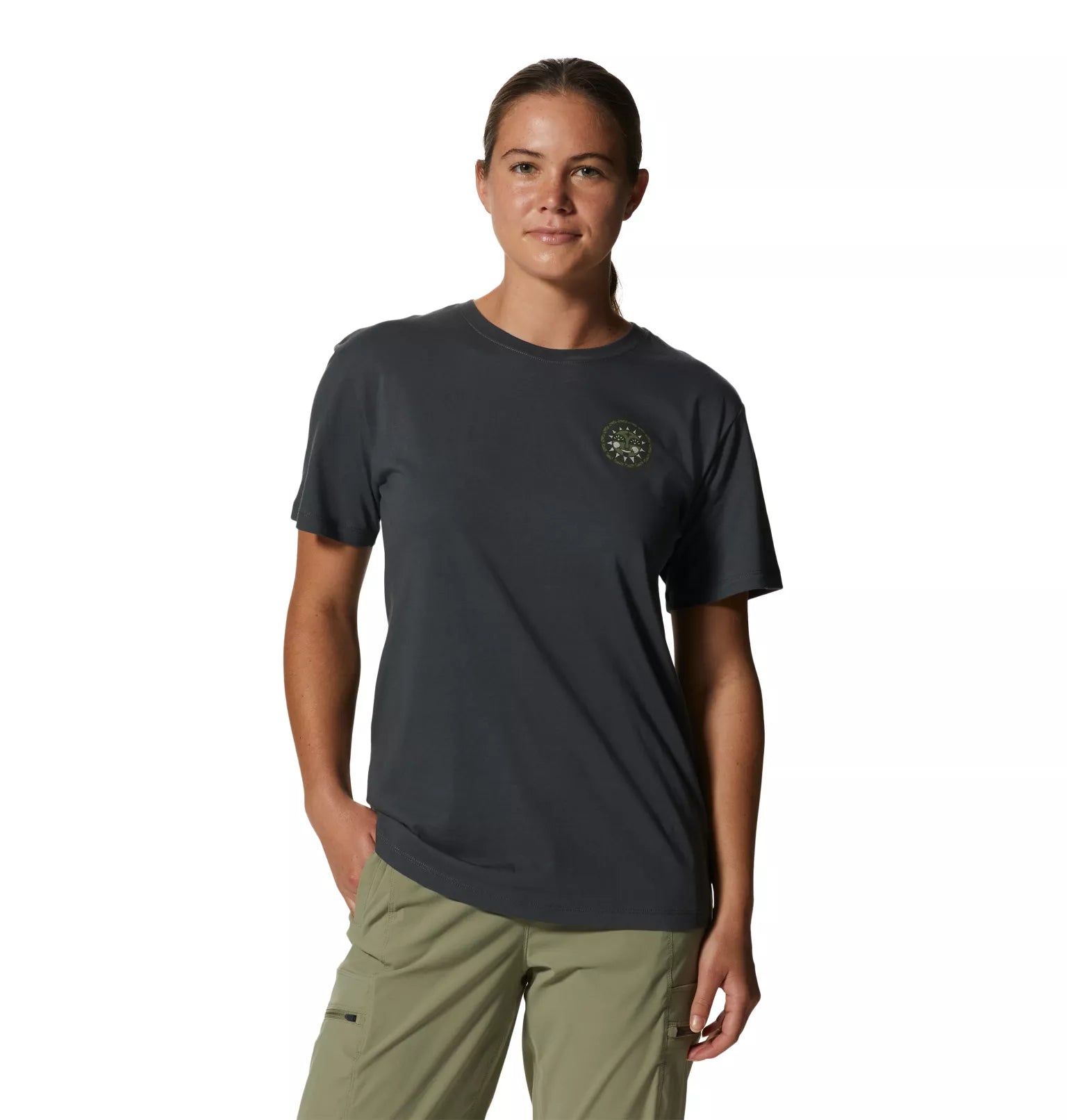 Mountain Hardwear Women's Kea Earth SS Tee Welt Pockets Slit Pockets Flap Pockets