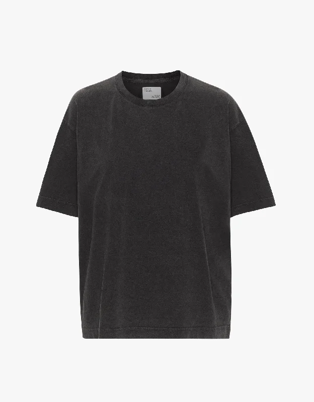 Oversized Organic T-Shirt - Faded Black Zippered Buttoned Snapped