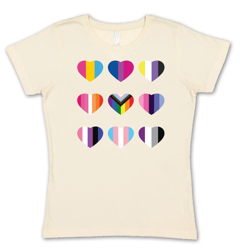 PRIDE HEARTS WOMENS TEE Welt Pockets Slit Pockets Flap Pockets