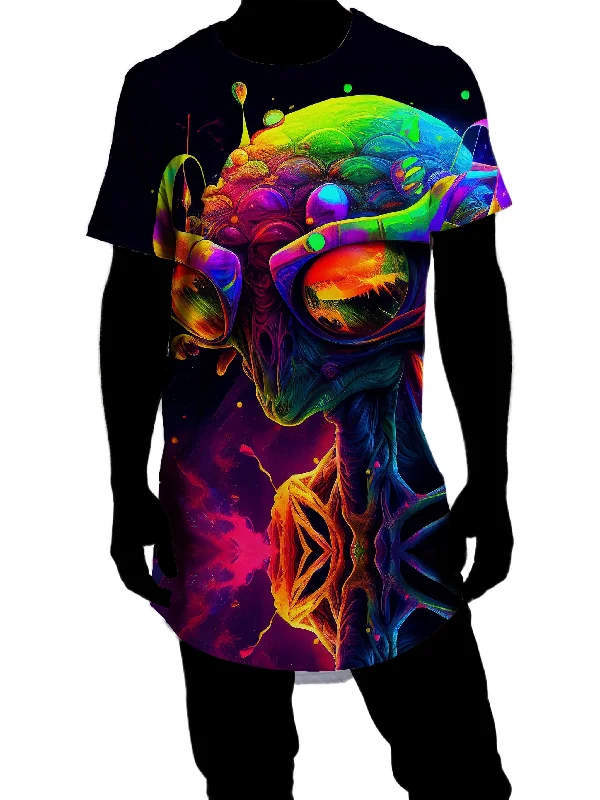 Psychedelic Alien Drop Cut T-Shirt Ribbed T-Shirt High Neck Heavyweight