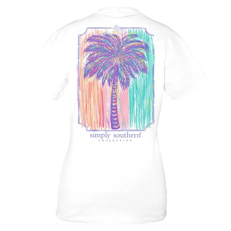 Palm Tree Short Sleeve T-Shirt Boxy Fit Fitted Loose