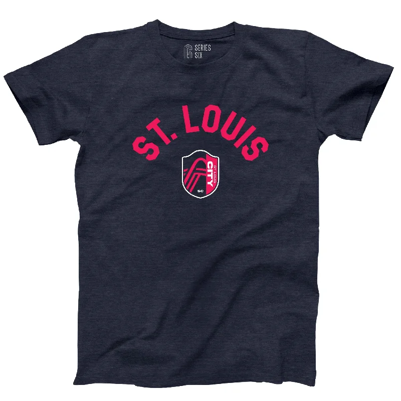 St. Louis CITY SC Classic Crest Unisex Short Sleeve T-Shirt - Navy Polka Dot Checkered Tartan