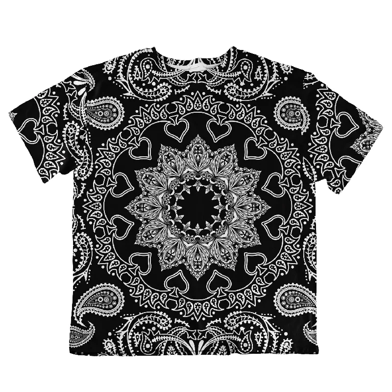 Unisex Oversized Tee - Paisley Pattern Denim Fabric Leather Fabric Suede Fabric