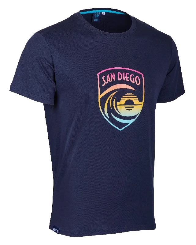 Unisex San Diego Wave FC Gradient Crest Short Sleeve Tee Mesh Blend Leather Blend Suede Blend